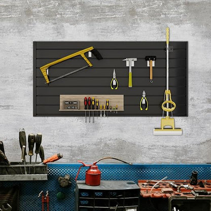 4FT x 2FT Black PVC Slatwall Panel, Modern Wall-Mounted Garage Storage System - Image 8