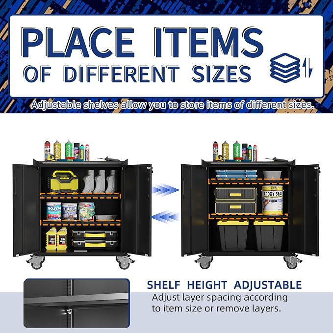 Metal Tool Cabinet, Garage Storage Cabinet System, Wall Cabinet & Locking - Image 6