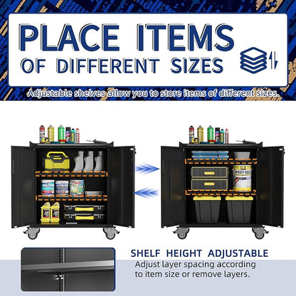 Metal Tool Cabinet, Garage Storage Cabinet System, Wall Cabinet & Locking - Image 6