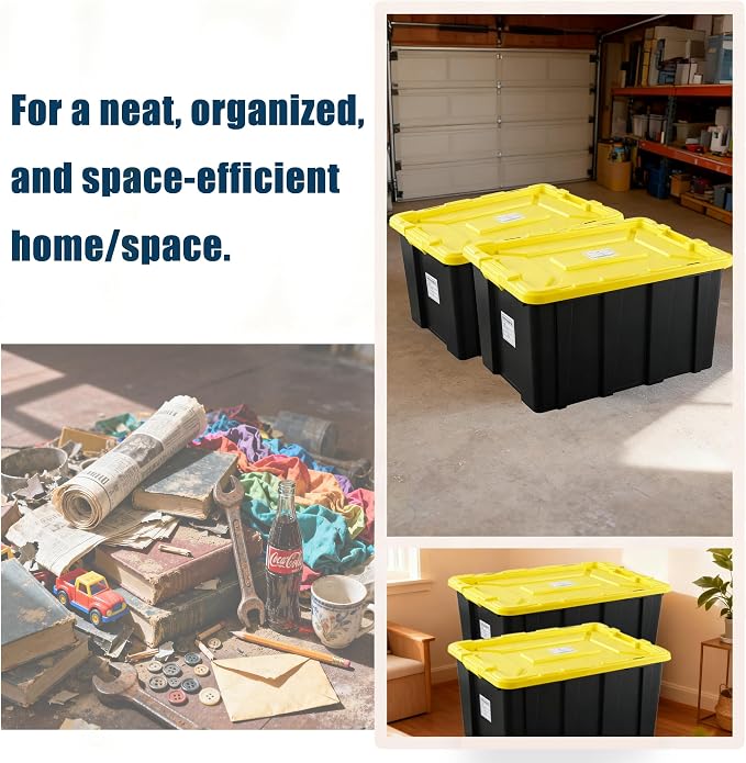 4-Pack Industrial Tote, Plastic Storage Container Bins - Image 6