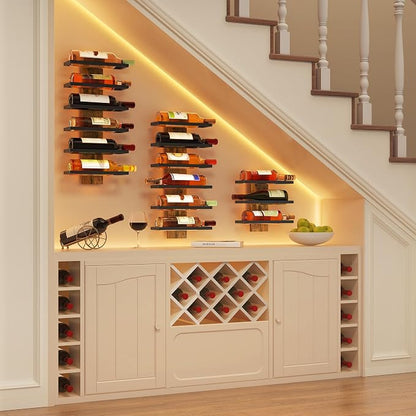 Hoctieon 3-Set 6 Tier Wall Mount Wine Rack, Wall Mounted Wine Bottle Racks - Image 4