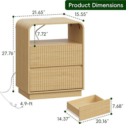Natural Oak Nightstands Set of 2 - Image 2
