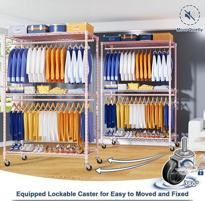 P8 Heavy Duty Clothes Rack（With Extended Width Design） Rolling Clothing Racks - Image 4