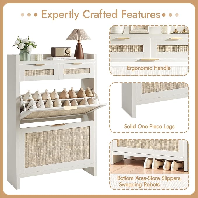 HOKYHOKY Rattan Shoe Storage Cabinet - Image 7