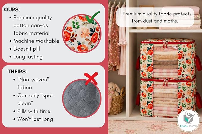 Chaos Cleared Canvas Storage Bags Designer Organizer 2 Pack – Seasonal Storage - Image 4