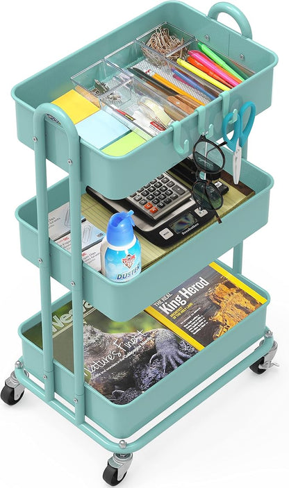 Simple Houseware 3-Tier Heavy Duty Metal Utility Rolling Cart - Image 3