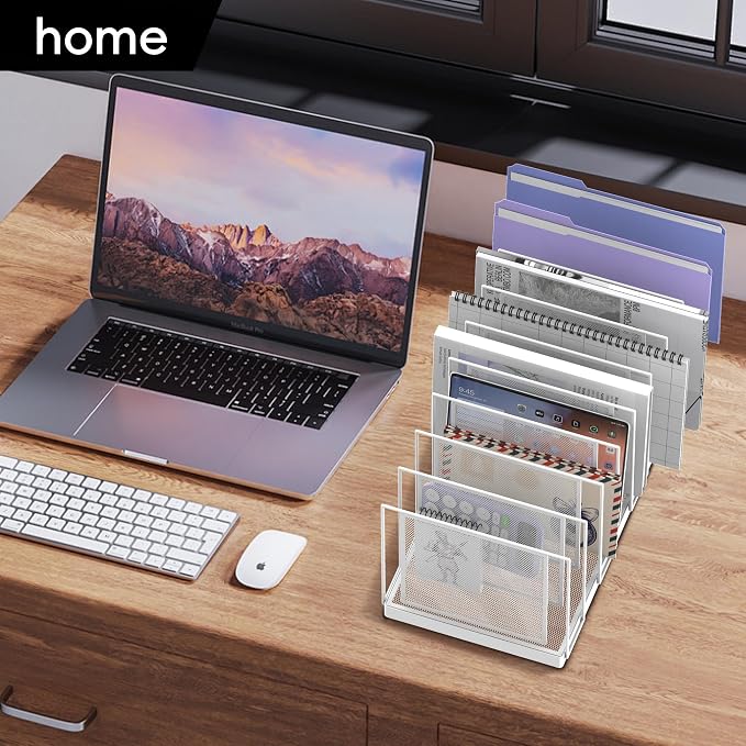 9-Section Desk File Organizer, Vertical File Holder, Mesh Desktop File Folder - Image 8