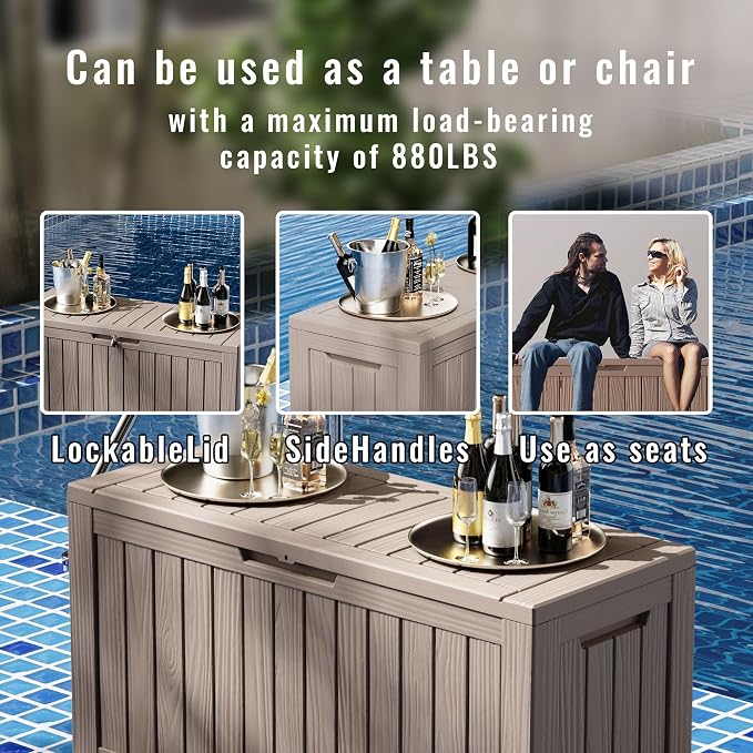 80 Gallon Waterproof Resin Deck Box, UV Resistant Outdoor Storage - Image 4