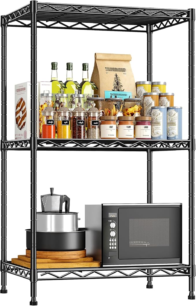 35.4''H Shelf 3 Tier Storage Shelves Metal Shelving, Adjustable Small Wire by Durayloly