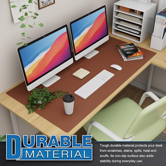 K KNODEL Large Office Leather Desk Mat, Mouse and Keyboard Pad, Computer and - Image 3