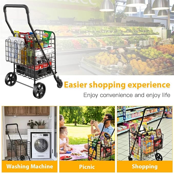 siffler Shopping Cart for Groceries, Height Adjustable Folding Utility Cart - Image 6