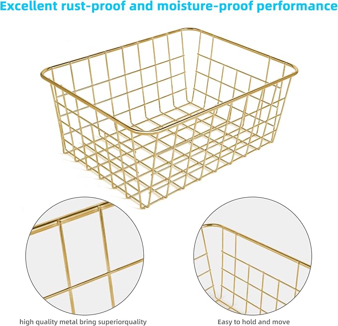 Wire Baskets for Storage Pantry, 4 Pack, 11 x 8.7 x 4.7 in, Metal Bin - Image 6