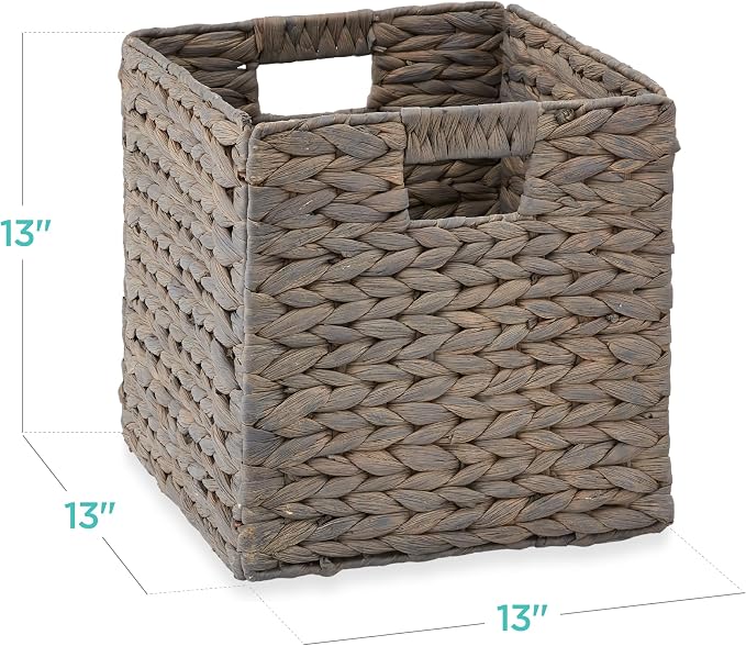 Best Choice Products 13x13in Pack of 5 Cube Storage Baskets, Water Hyacinth - Image 2