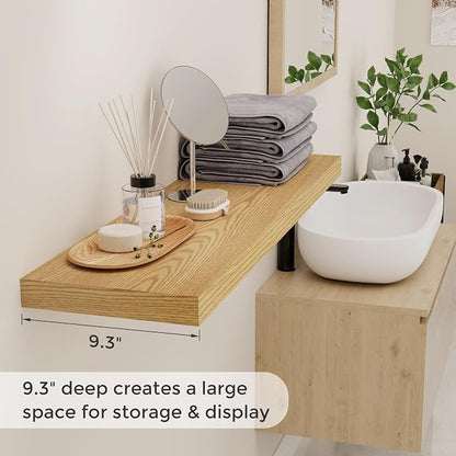 Fun Memories 40 Inch Floating Shelvese, Farmhouse Wood Wall Shelves - Image 4