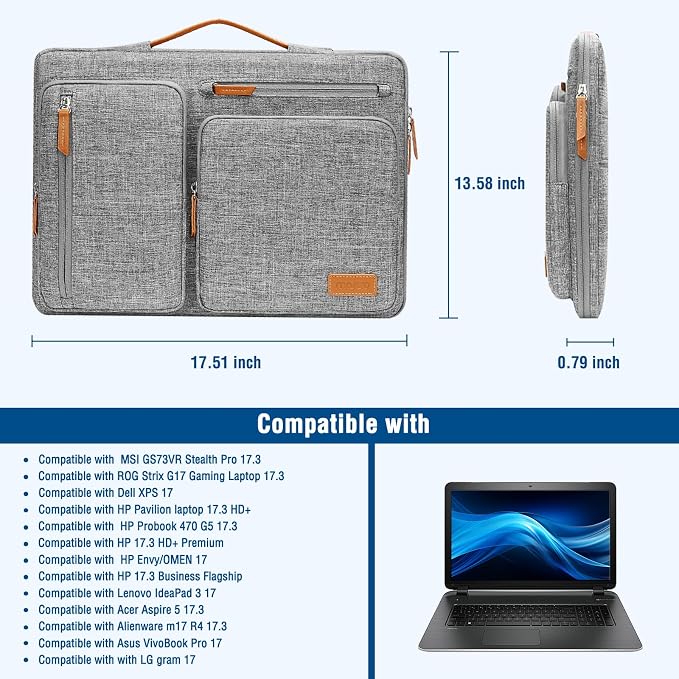 MOSISO 360 Protective Laptop Case 17.3 inch, 17-17.3 inch Laptop Sleeve - Image 5
