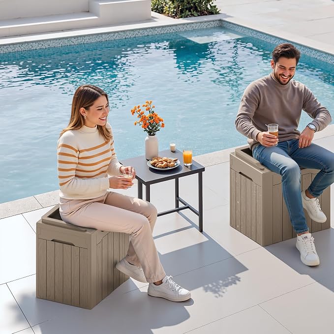 Devoko 30 Gallon Resin Deck Box 2 Pack Outdoor Indoor Waterproof Storage Box - Image 5