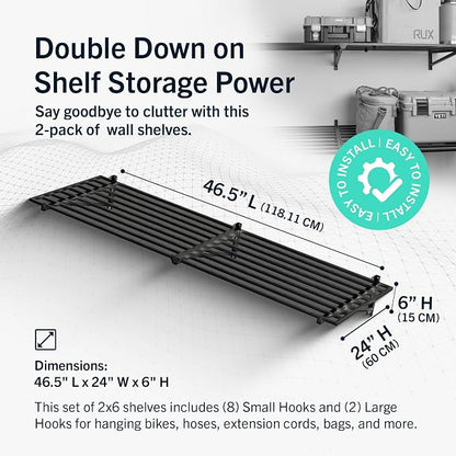 StoreYourBoard Heavy Duty Garage Shelf Wall Mount 2ft x 6ft – Wall-Mounted - Image 2