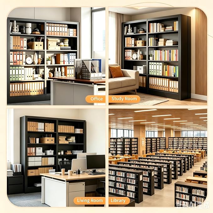 Heavy Duty Metal Bookshelf, 71” Tall 5-Tier Bookcase, Thickened 300LB Capacity - Image 6