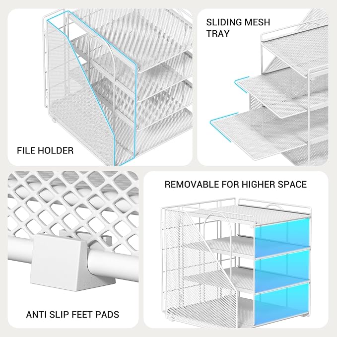 White Desk Organizer and Accessories, 4-Tier Paper Organizer - Image 5