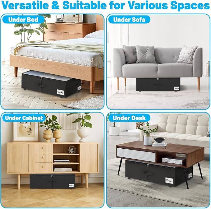 Under Bed Storage with Wheels, Quick Assembly Underbed Shoe Storage Containers - Image 7