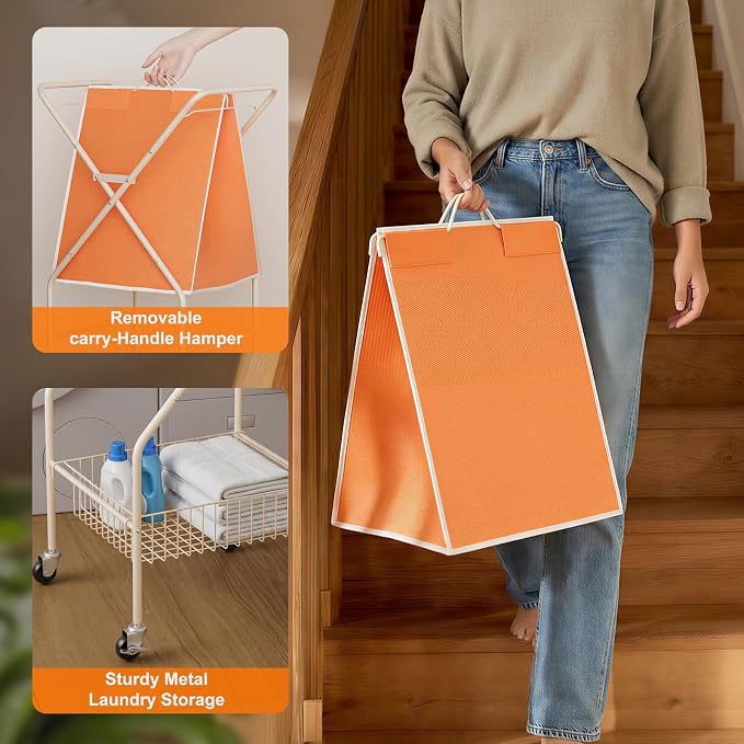 Convenient Laundry Basket with Wheels, Heavy Duty Dirty Clothes Laundry Hamper - Image 5