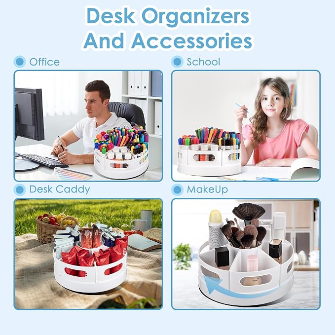 Art Supplies Organizer, Extra Large 360° Rotating Desk Organizer - Image 8