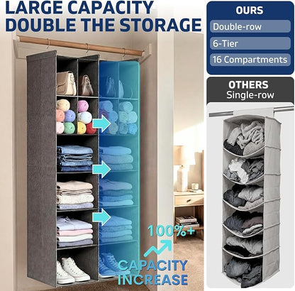 Ofiray-home 6 Tier Hanging Closet Organizer, 16 Compartments Sweater Organizer - Image 3