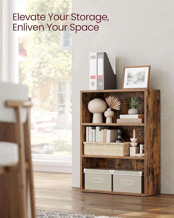 VASAGLE Set of 2 Bookshelves, 23.6 Inches Wide, 3-Tier Open Bookcases - Image 4
