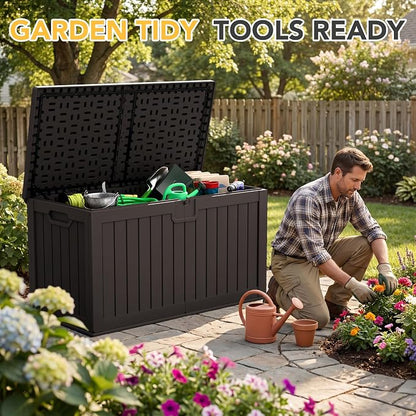 240 Gallon HDPE Deck Box Outdoor Indoor Waterproof Storage Box - Image 3