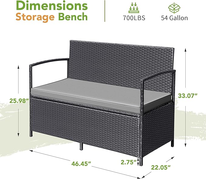 Greesum Patio Loveseat PE Rattan Wicker Outdoor Furniture - Image 3