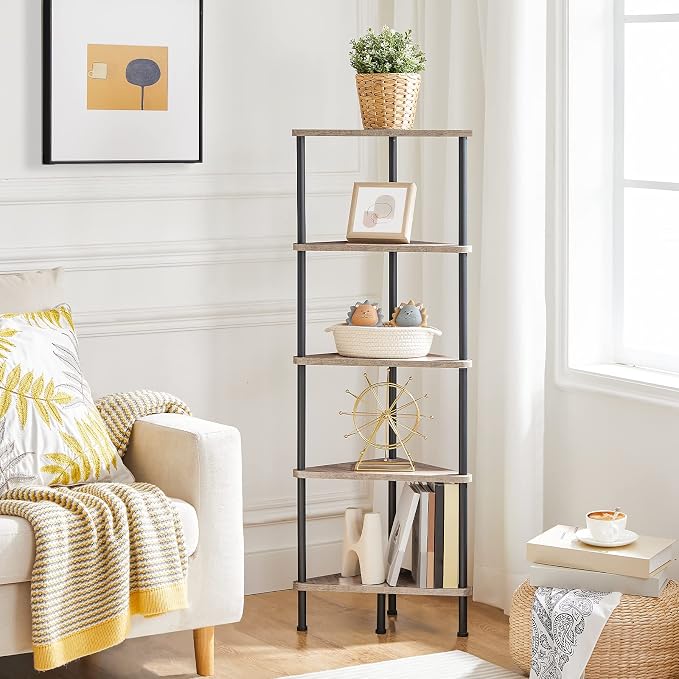 HOOBRO Corner Shelf Stand, Industrial 5-Tier Corner Bookshelf - Image 2