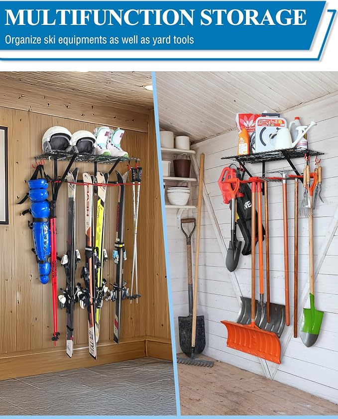 Mythinglogic Wall Mounted Ski Rack, Ski and Snowboard Storage Rack - Image 5
