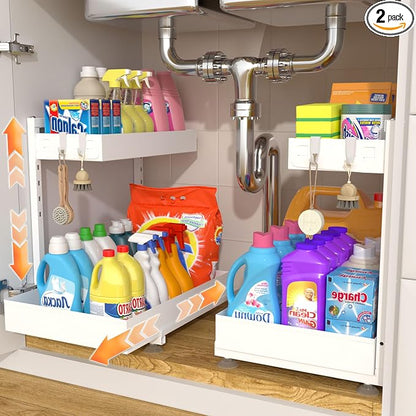 Under Sink Organizer, Bathroom Counter Organizer, 2 Packs 2-Tier Metal by Unknown