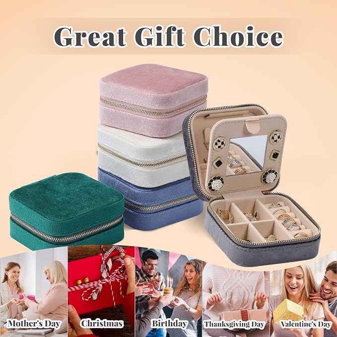 Dajasan Velvet Travel Jewelry Box, Mini Travel Jewelry Case, Small Portable - Image 6