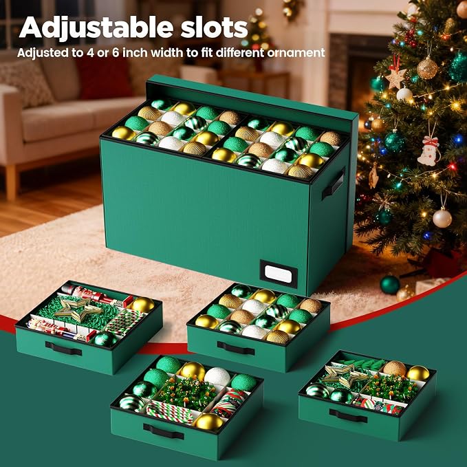 Christmas Ornament Storage Box Store 128 Ornaments, Extra Large Xmas Ornament - Image 3