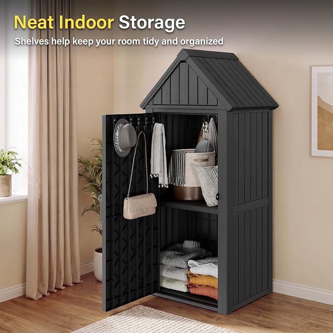 Bifanuo Deck Box Storage Shed Outdoor Storage Cabinet, Vertical Waterproof - Image 6