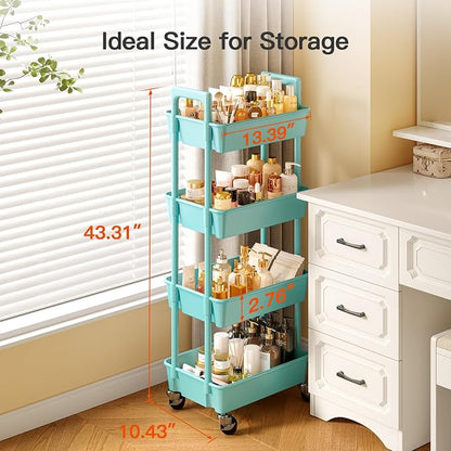Pipishell 4 Tier Rolling Cart Organizer, Plastic Rolling Cart - Image 4