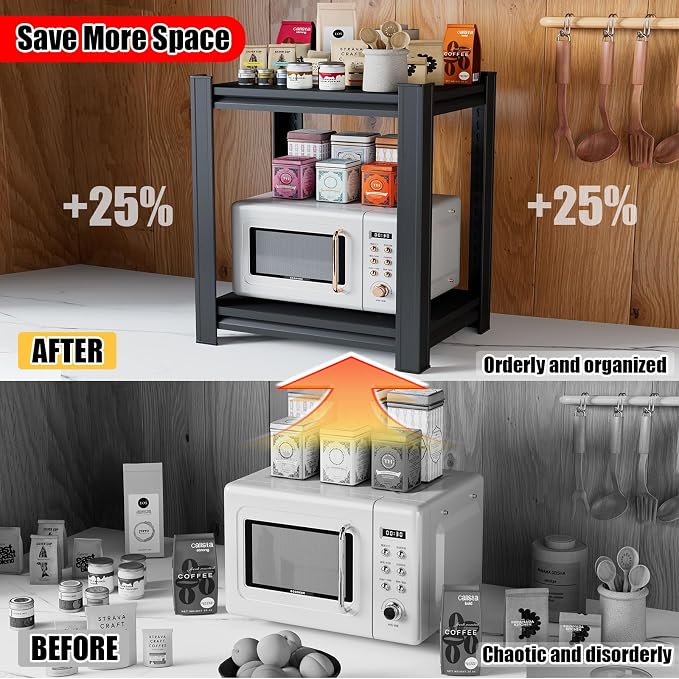 Kitchen Storage Rack, 2 Tier Metal Shelving Unit, Small Pantry Shelves - Image 4