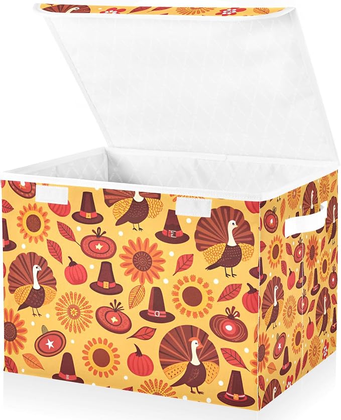 Thanksgiving Sunflower Turkey Storage Bins - Image 2