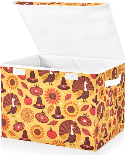 Thanksgiving Sunflower Turkey Storage Bins - Image 2