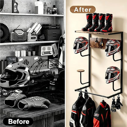 Motorcycle Helmet Holder Wall Mount, Motorcycle Gear Rack - Image 8