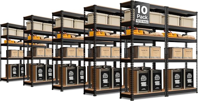 HOMEDANT 5 Tier Storage Shelves Adjustable Laminated Boltless Garage Metal by TheBestOrganizingSolution