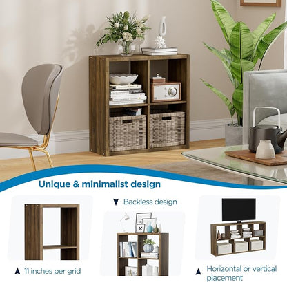 4 Cube Storage Organizer, 2x2 Cube Bookshelf, Cubby Storage Shelf, Wooden - Image 6