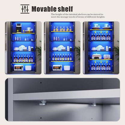 65" Tall Display Cabinet with Doors, Lighted Bookcase with Lights/Human Sensor - Image 4