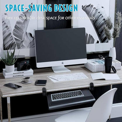EHO Large Ergonomic C-Clamp Keyboard Tray Mount Under Desk - Image 7