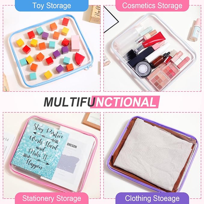 Hoolerry 4 Pcs Hard Clear Zipper Case Makeup Bags Plastic Pencil Pouch - Image 7
