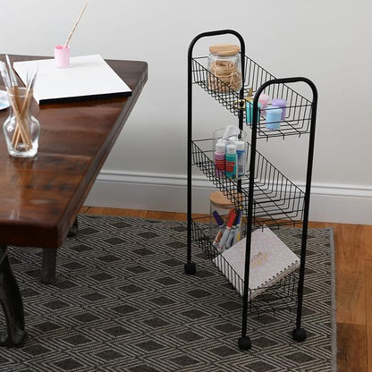 Household Essentials Matte Black Slim, 3 Shelf Storage Cart - Image 3
