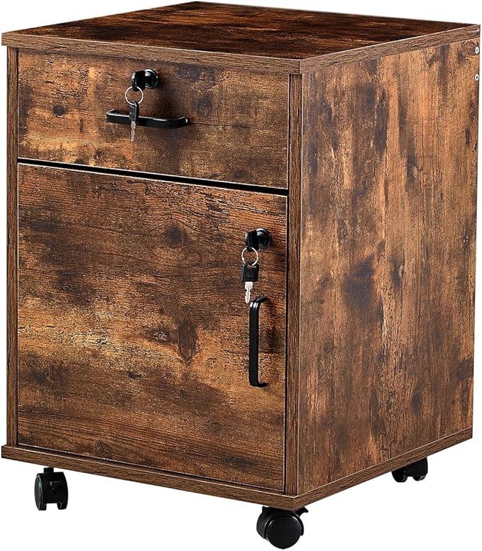 File Cabinet with Lock and Drawer, Mobile Under Desk Storage Cabinet with 360° by OFCASA