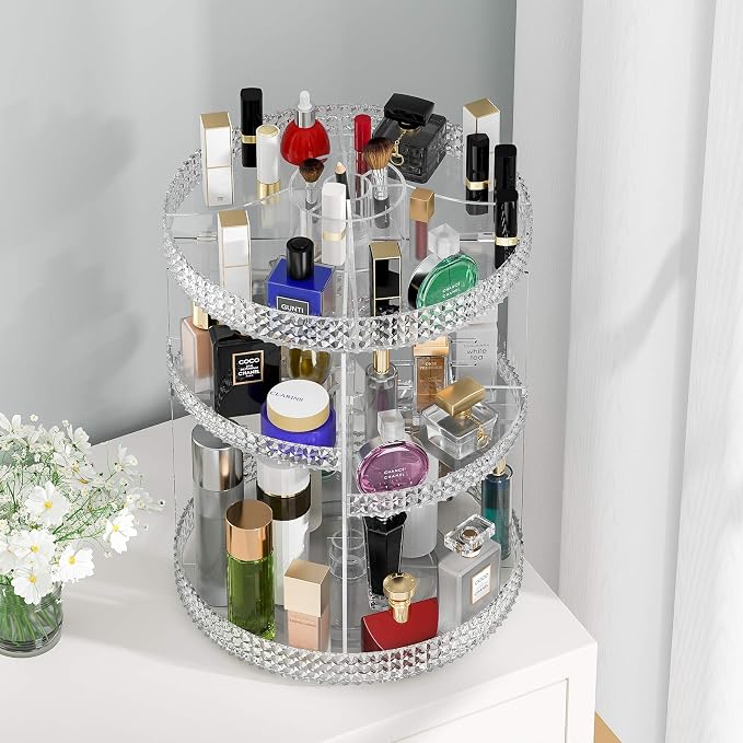 360 Degree Rotating Makeup Organizer, Extra Large Capacity Perfume Organizer - Image 3