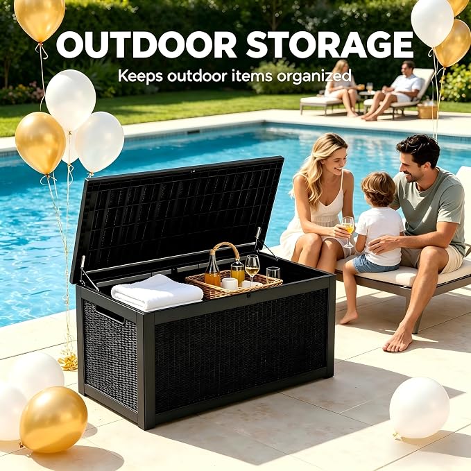 328 Gallon Waterproof Outdoor Storage Box, Heavy Duty Resin Deck Box Lockable - Image 7